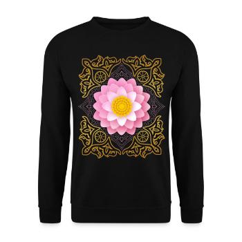 Vintage mandala with 3d flower, vintage style - Unisex Sweatshirt - black - Front - Alina (178cm) & Michal (187cm)