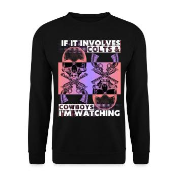 Wilder Westen Wildwest Filme lustiger Spruch Skull - Unisex Pullover - Schwarz - Vorne - Alina (178cm) & Michal (187cm)