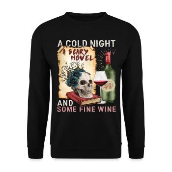 Bookworm Books Book, Red Wine Saying - Unisex Sweatshirt - black - Front - Alina (178cm) & Michal (187cm)