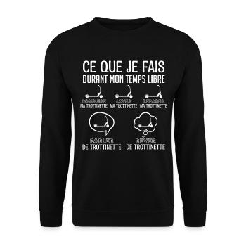 Trottinette | Cadeau fan de Trottinette trott - Sweat-shirt Unisexe - noir - Devant - Alina (178cm) & Michal (187cm)