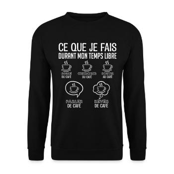 café humour, café du matin citation | mon café - Sweat-shirt Unisexe - noir - Devant - Alina (178cm) & Michal (187cm)
