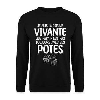 Bière | papa aime la bière cadeau pour papa - Sweat-shirt Unisexe - noir - Devant - Alina (178cm) & Michal (187cm)