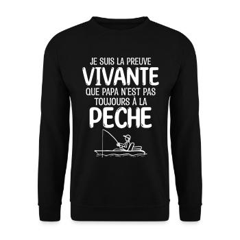 Papa pêcheur , je suis Pêcheur et parfois Papa - Sweat-shirt Unisexe - noir - Devant - Alina (178cm) & Michal (187cm)