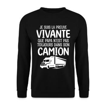 Papa chauffeur de camion fan de camion - Sweat-shirt Unisexe - noir - Devant - Alina (178cm) & Michal (187cm)