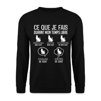 J’aime mon chat - Durant mon temps libre - Sweat-shirt Unisexe - noir - Devant - Alina (178cm) & Michal (187cm)