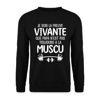 Papa Muscu | papa à la salle de musculation - Sweat-shirt Unisexe - noir - Devant - Alina (178cm) & Michal (187cm)