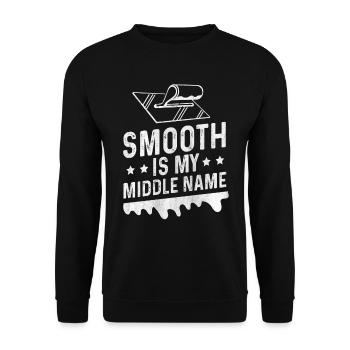 Smooth Is My Middle Name Betonbauer - Unisex Pullover - Schwarz - Vorne - Alina (178cm) & Michal (187cm)
