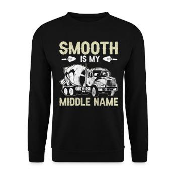 Smooth Is My Middle Name Betonbauer - Unisex Sweatshirt - black - Front - Alina (178cm) & Michal (187cm)