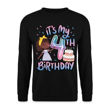 It's My 4th Birthday Melanin Kid Juneteenth - Unisex Sweatshirt - black - Front - Alina (178cm) & Michal (187cm)