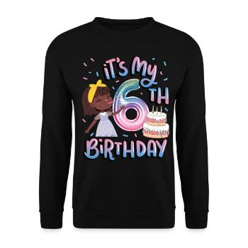 It's my 6th birthday Melanin Kid Juneteenth - Unisex Sweatshirt - black - Front - Alina (178cm) & Michal (187cm)