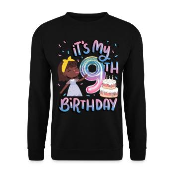 It's my 9th birthday Melanin Kid Juneteenth - Unisex Sweatshirt - black - Front - Alina (178cm) & Michal (187cm)