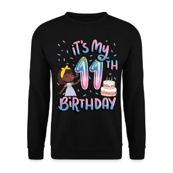 It's my 11th birthday Melanin Kid Juneteenth - Unisex Sweatshirt - black - Front - Alina (178cm) & Michal (187cm)
