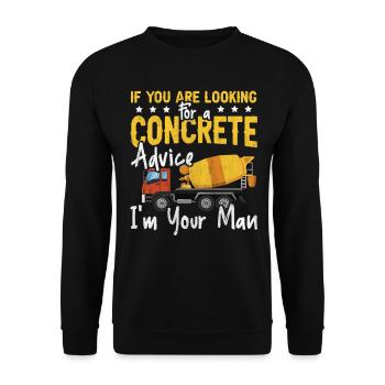 For A Concrete Advice I'm Your Man Betonbauer - Unisex Pullover - Schwarz - Vorne - Alina (178cm) & Michal (187cm)
