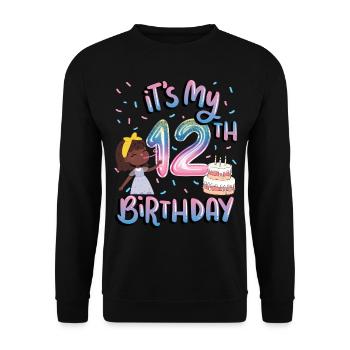 It's my 12th birthday Melanin Kid Juneteenth - Unisex Sweatshirt - black - Front - Alina (178cm) & Michal (187cm)