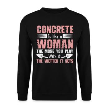 Concrete Is Like A Woman Betonbauer - Unisex Pullover - Schwarz - Vorne - Alina (178cm) & Michal (187cm)