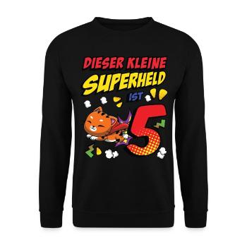 Dieser Kleine Superheld Ist 5 Katzenbesitzer 5. - Unisex Pullover - Schwarz - Vorne - Alina (178cm) & Michal (187cm)