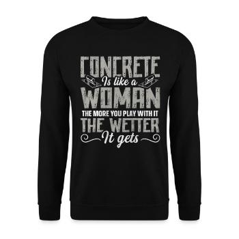 Concrete Is Like A Woman Betonbauer - Unisex Pullover - Schwarz - Vorne - Alina (178cm) & Michal (187cm)