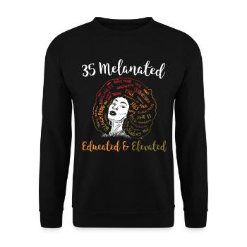 35 Melanated Educated & Elevated Juneteenth - Unisex Sweatshirt - black - Front - Alina (178cm) & Michal (187cm)