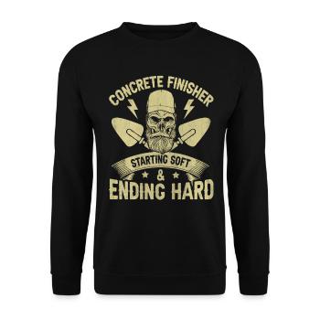 Starting Soft & Ending Hard Betonbauer - Unisex Pullover - Schwarz - Vorne - Alina (178cm) & Michal (187cm)