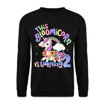 Bloomicorn Is Turning 2 Unicorn 2nd Birthday - Unisex Sweatshirt - black - Front - Alina (178cm) & Michal (187cm)
