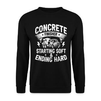 Starting Soft & Ending Hard Betonbauer - Unisex Pullover - Schwarz - Vorne - Alina (178cm) & Michal (187cm)