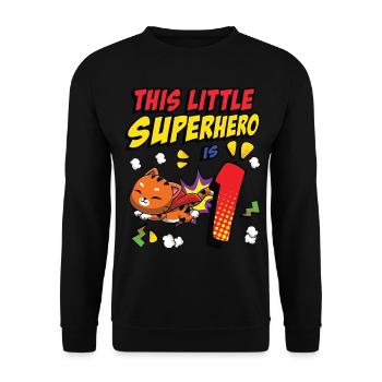This little superhero is 1 Cat Owner 1st - Unisex Sweatshirt - black - Front - Alina (178cm) & Michal (187cm)