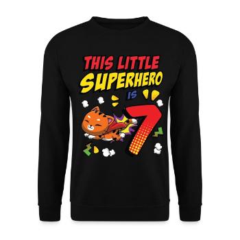 This little superhero is 7 cat owner 7. - Unisex Sweatshirt - black - Front - Alina (178cm) & Michal (187cm)