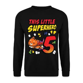 This little superhero is 5 cat owners 5. - Unisex Sweatshirt - black - Front - Alina (178cm) & Michal (187cm)