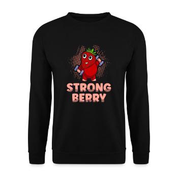 Strongberry Strawberry Picking Fruit Bodybuilder - Unisex Pullover - Schwarz - Vorne - Alina (178cm) & Michal (187cm)