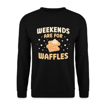 Les week-ends sont pour les gaufres Food Lover Waffle - Sweat-shirt Unisexe - noir - Devant - Alina (178cm) & Michal (187cm)