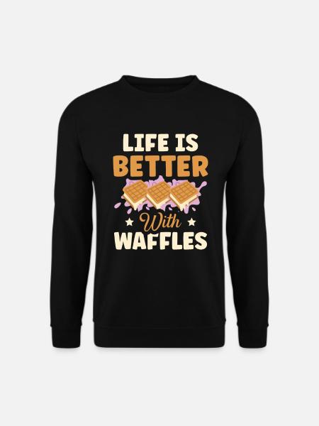 Das Leben Ist Besser Mit Waffeln Waffel Für - Unisex Pullover - Schwarz
