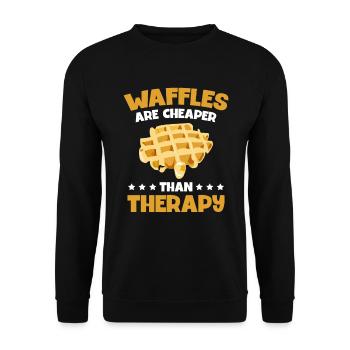 Les gaufres sont moins chères que les gaufres pour - Sweat-shirt Unisexe - noir - Devant - Alina (178cm) & Michal (187cm)