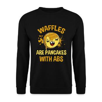Les gaufres sont des crêpes avec Abs Food Lover Waffle - Sweat-shirt Unisexe - noir - Devant - Alina (178cm) & Michal (187cm)