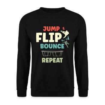 Jump Flip Bounce Repeat Trampolin Trampolin - Unisex Pullover - Schwarz - Vorne - Alina (178cm) & Michal (187cm)