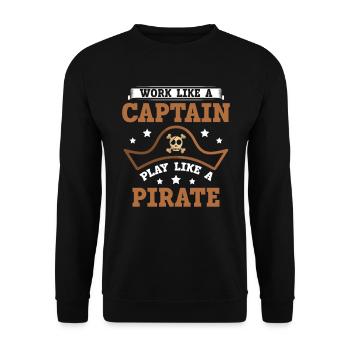 Work like a captain, play like a - Unisex Sweatshirt - black - Front - Alina (178cm) & Michal (187cm)