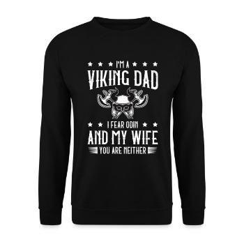 Viking Dad Pagan Scandinavian Berserker - Unisex Sweatshirt - black - Front - Alina (178cm) & Michal (187cm)