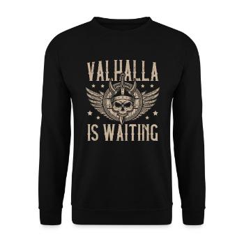 Valhalla is waiting for a pagan - Unisex Sweatshirt - black - Front - Alina (178cm) & Michal (187cm)