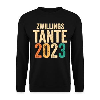 Tante 2023 Zwillinge Schwanger Werdende Tante - Unisex Pullover - Schwarz - Vorne - Alina (178cm) & Michal (187cm)