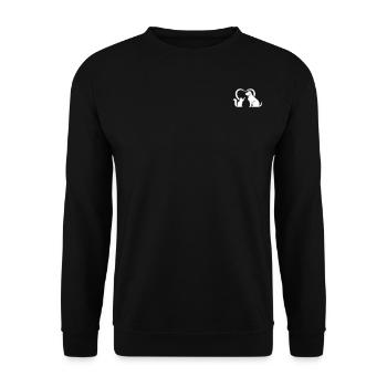 Dog Puppy and Baby Cat Heart Animal Dog & Cat Hear - Unisex Pullover - Schwarz - Vorne - Alina (178cm) & Michal (187cm)