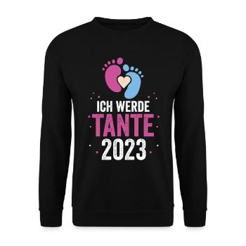 Tante 2023 Schwangerschaft Schwanger Werdende Tant - Unisex Pullover - Schwarz - Vorne - Alina (178cm) & Michal (187cm)