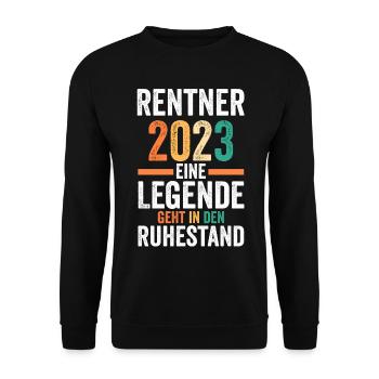 Rente 2023 Pension Pensionär Ruhestand Rentner - Unisex Pullover - Schwarz - Vorne - Alina (178cm) & Michal (187cm)