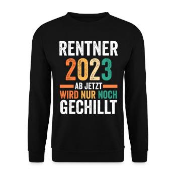Rente 2023 Pension Pensionär Ruhestand Rentner - Unisex Pullover - Schwarz - Vorne - Alina (178cm) & Michal (187cm)