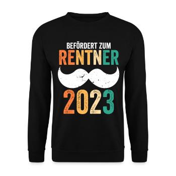 Rente 2023 Pension Pensionär Ruhestand Rentner - Unisex Pullover - Schwarz - Vorne - Alina (178cm) & Michal (187cm)