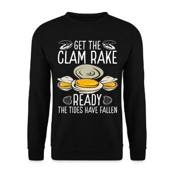 Clam Get the Clam Rake ready Digger Clamming - Unisex Sweatshirt - black - Front - Alina (178cm) & Michal (187cm)