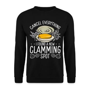 Clam Cancel Everything trouvé nouveau Clamming Spot - Sweat-shirt Unisexe - noir - Devant - Alina (178cm) & Michal (187cm)