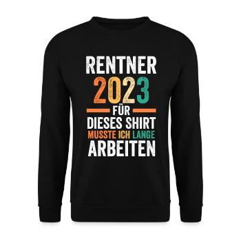 Pension 2023 Pensionär Ruhestand Rentner Rente - Unisex Pullover - Schwarz - Vorne - Alina (178cm) & Michal (187cm)