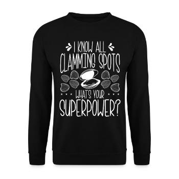 Clam connaître tout clamming Spot Superpower Clam Digger - Sweat-shirt Unisexe - noir - Devant - Alina (178cm) & Michal (187cm)