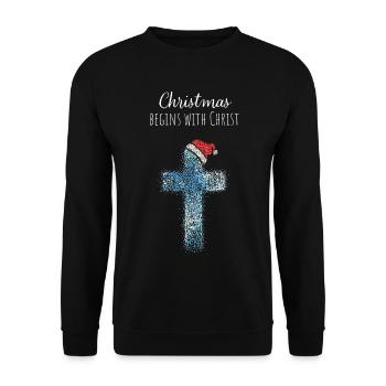 Christmas time Christian Jesus God Christ Church - Unisex Sweatshirt - black - Front - Alina (178cm) & Michal (187cm)