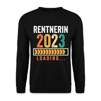 Pension 2023 Pensionärin Ruhestand Rentnerin Rente - Unisex Pullover - Schwarz - Vorne - Alina (178cm) & Michal (187cm)