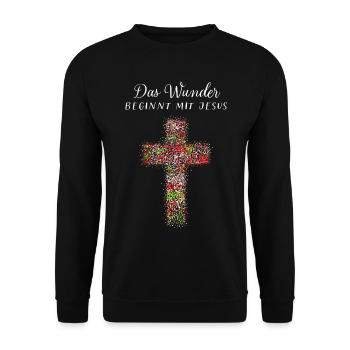 Christlich Kirche Weihnachtsfeier Gott Christen - Unisex Pullover - Schwarz - Vorne - Alina (178cm) & Michal (187cm)